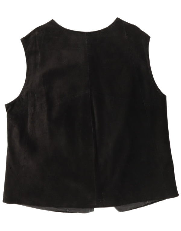 Vintage Γυναικείο Suede Γιλέκο UK 22 3XL Μαύρο