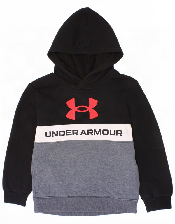 Under Armour Boys Graphic Hoodie Jumper 5-6 Years Black Colourblock Βαμβακερό
