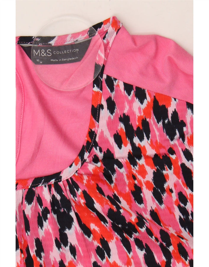 MARKS & SPENCER Womens Oversized Blouse Top UK 16 Large Pink Animal Print Vintage Marks & Spencer and Second-Hand Marks & Spencer from Messina Hembry 