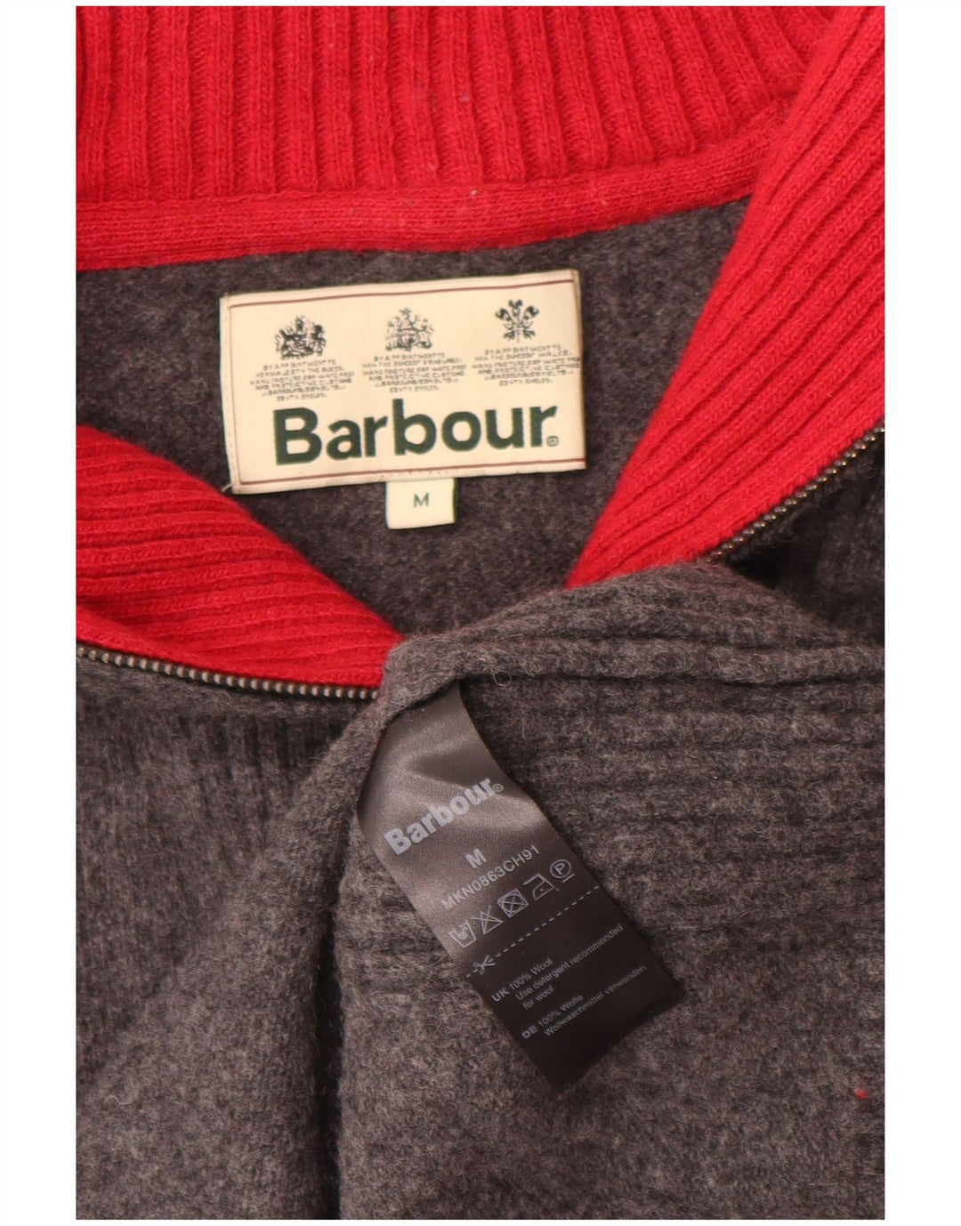 Ανδρικό πουλόβερ Barbour Loose Fit με φερμουάρ με λαιμόκοψη μεσαίου γκρι μαλλί