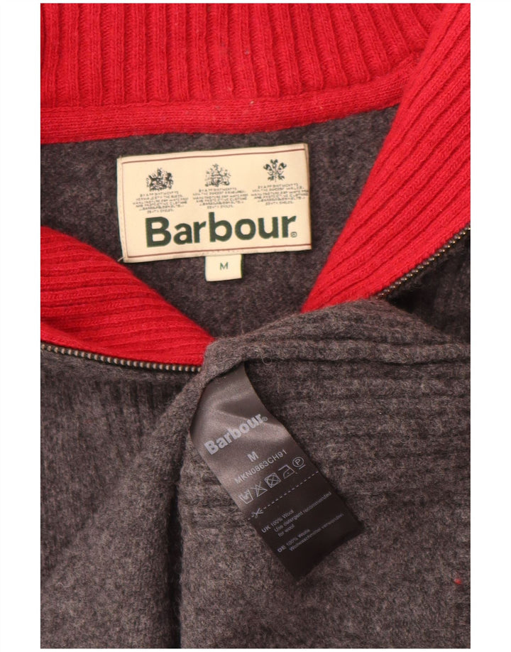 Ανδρικό πουλόβερ Barbour Loose Fit με φερμουάρ με λαιμόκοψη μεσαίου γκρι μαλλί