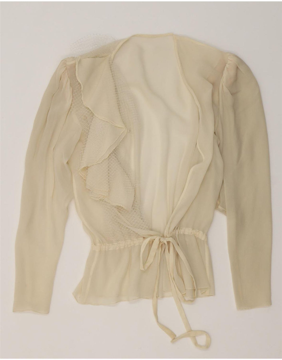 Vintage γυναικεία μπλούζα See Through Wrap Top UK 16 Large Off White