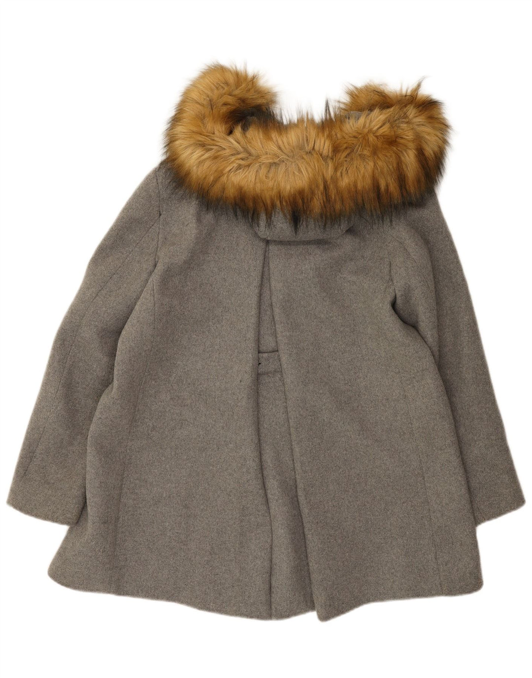 ZARA Womens Hooded Double Breasted Coat UK 16 Large Grey Acrylic
