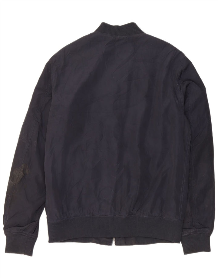 Zara Ανδρικό Bomber Jacket UK 40 Large Navy Blue Polyester