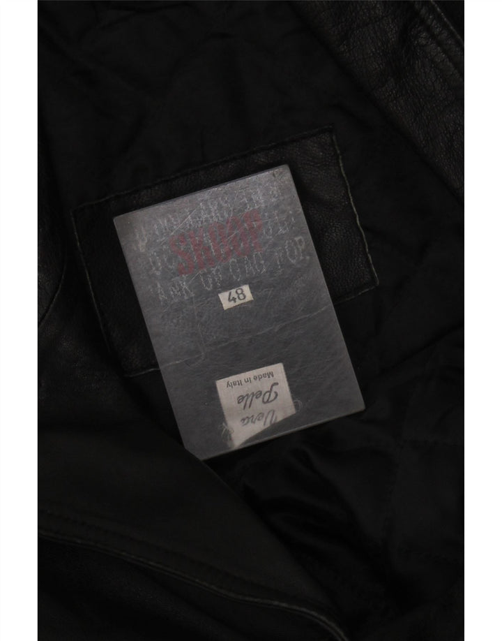 VINTAGE Γυναικείο Δερμάτινο Παλτό IT 48 XL Μαύρο Δερμάτινο