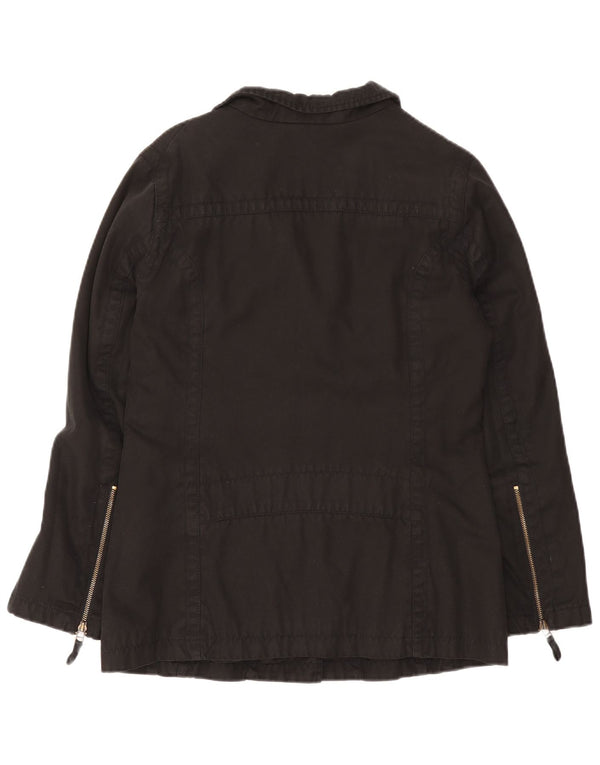 Massimo Dutti Womens Utility Jacket UK 16 Large Black Cotton