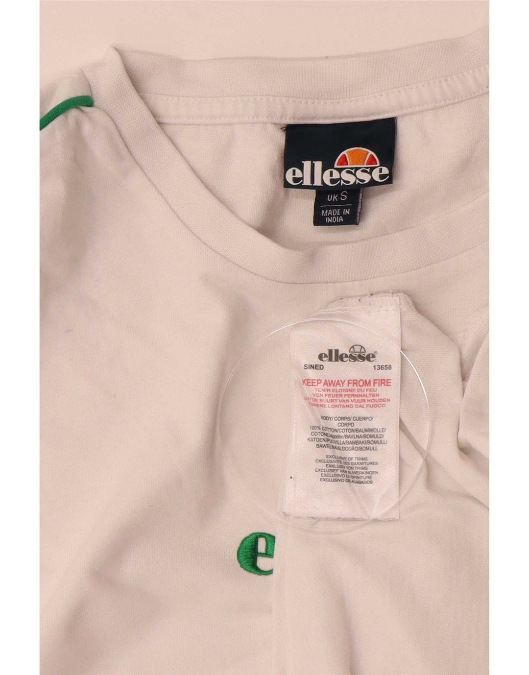 Ellesse Ανδρικό γραφικό T-Shirt Top Μικρό λευκό βαμβακερό