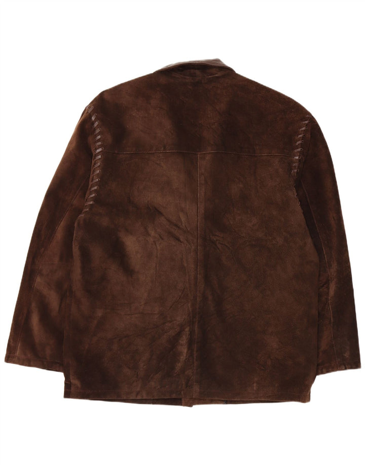 Vintage γυναικείο τζάκετ σουέντ σακάκι IT 54 2XL καφέ δέρμα με 3 κουμπιά