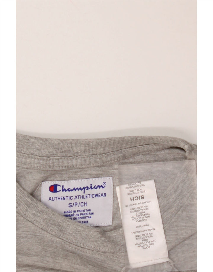 CHAMPION Γυναικείο Crop γραφικό T-shirt Top 10 Μικρό Γκρι βαμβακερό