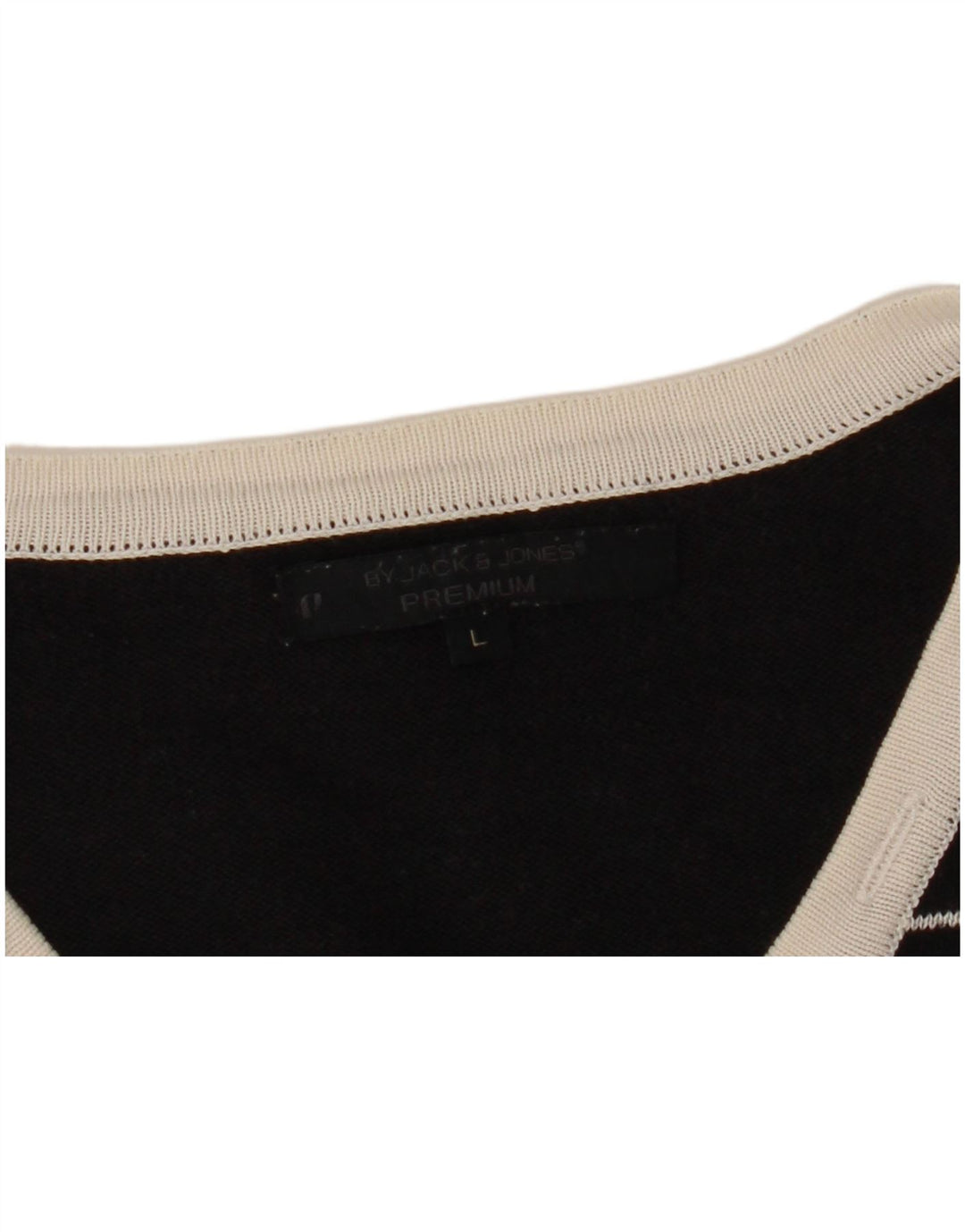 JACK & JONES Ανδρικό πουλόβερ με λαιμόκοψη με λαιμόκοψη μεγάλο μαύρο ριγέ