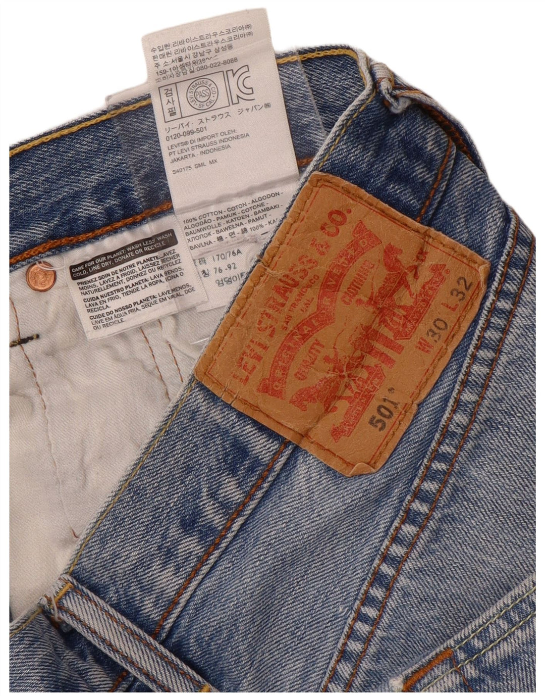 LEVI'S Ανδρικό τζιν 501 ίσιο W30 L32 Μπλε βαμβακερό