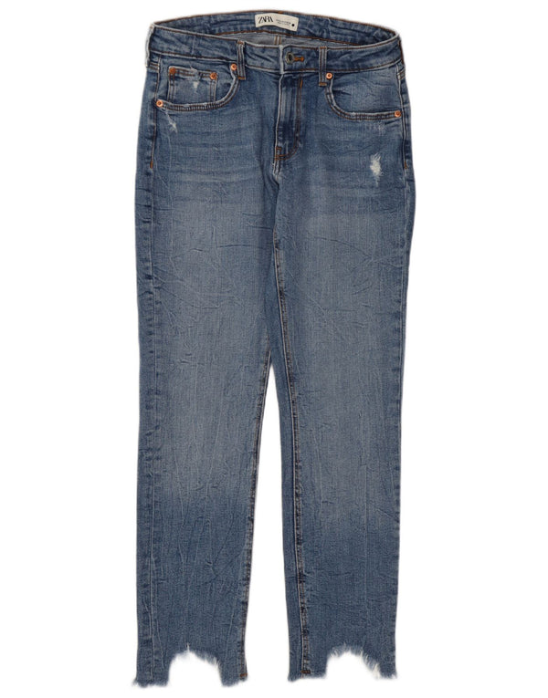 Zara Womens Distressed Cropped Jeans EU 40 Medium W30 L27 Blue