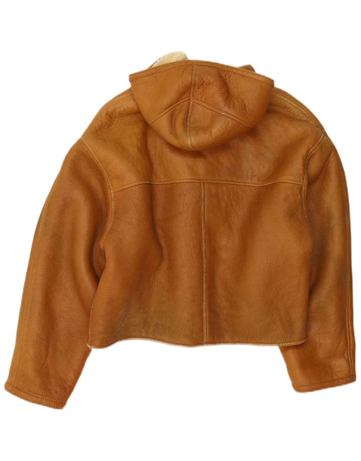 Vintage γυναικείο μπουφάν με κουκούλα Duffle Shearling UK 16 Large Brown