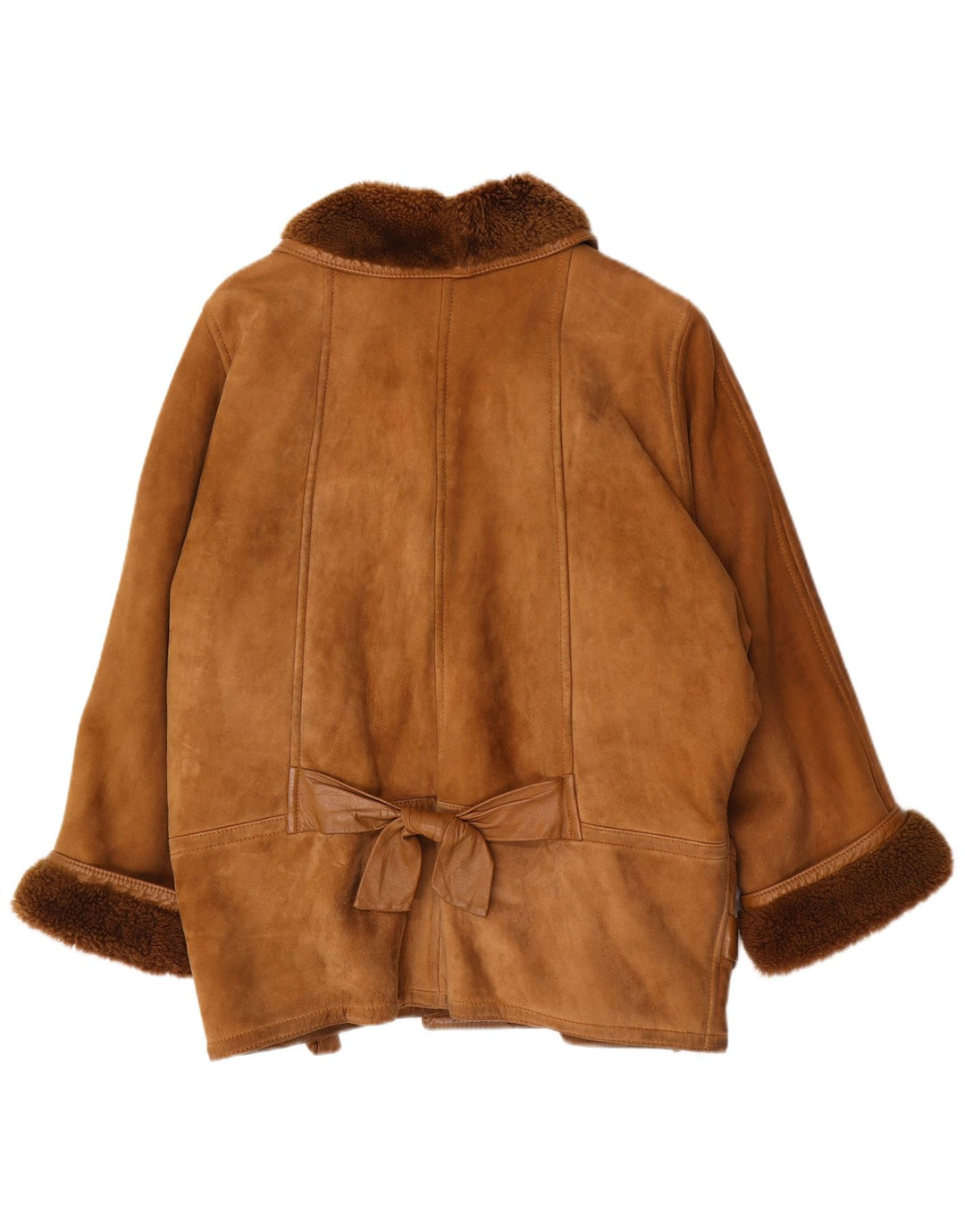 Vintage γυναικείο μανίκι 3/4 μεγάλου μεγέθους Shearling μπουφάν EU 46 XL καφέ