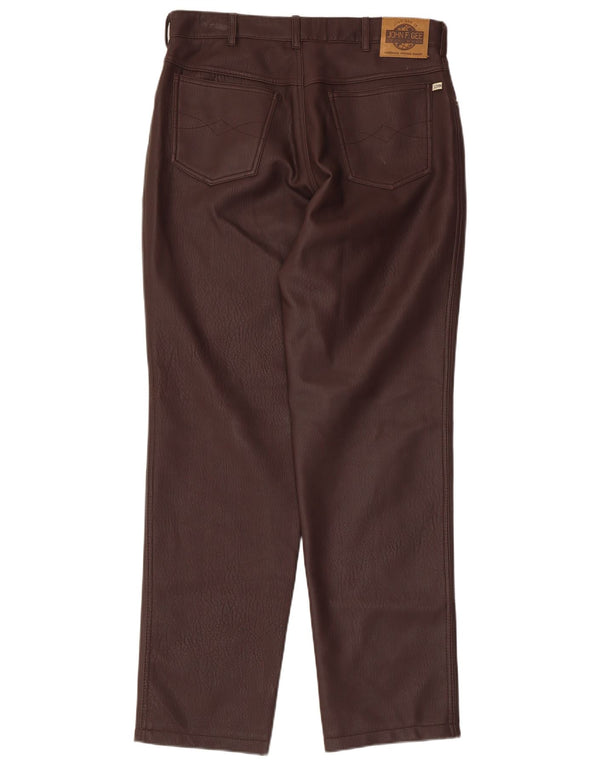 John F Gee Ανδρικό ίσιο παντελόνι από συνθετικό δέρμα IT 48 Medium W32 L31 Brown