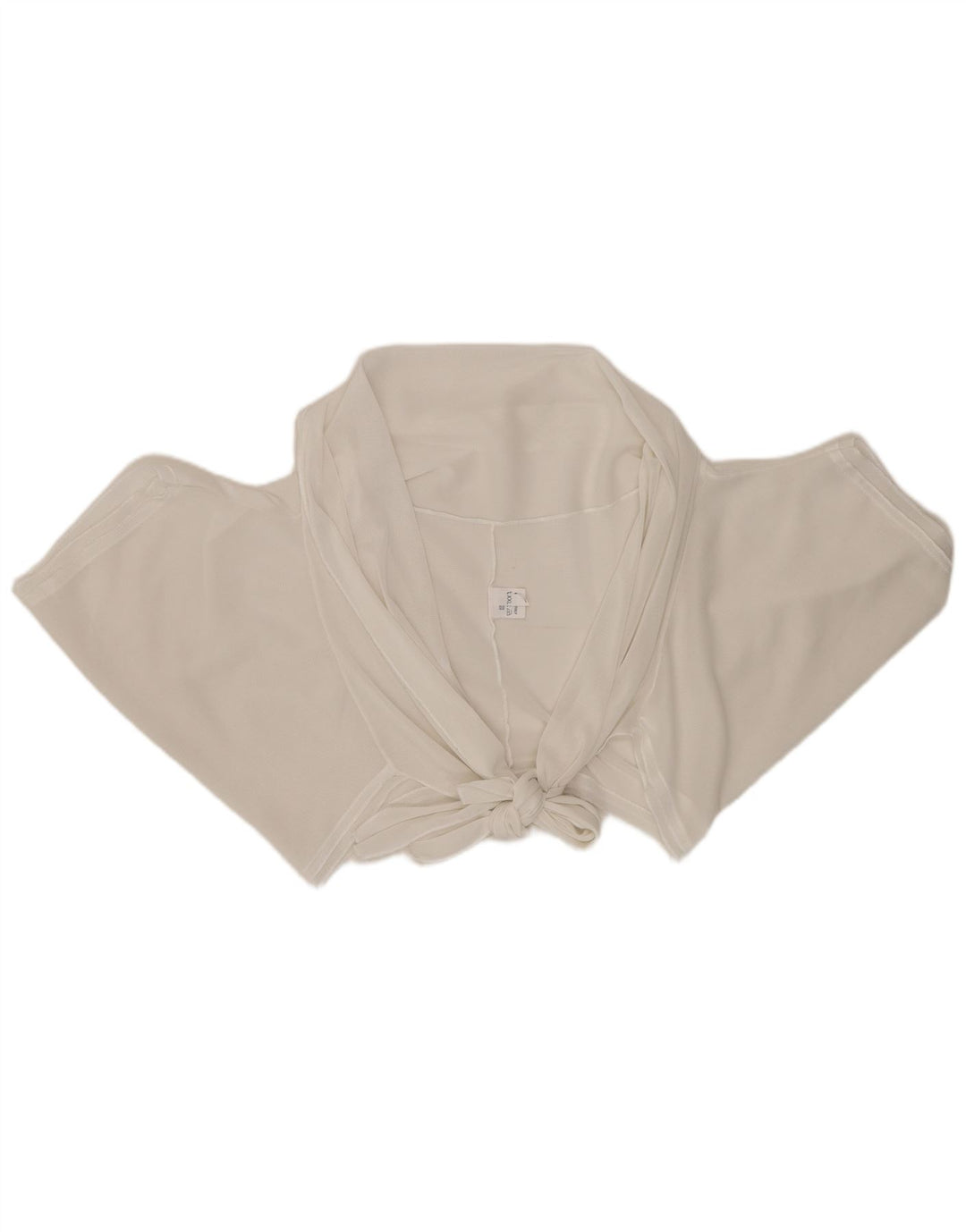 Vintage γυναικεία μπροστινή γραβάτα Crop Top UK 20 2XL Λευκή βισκόζη