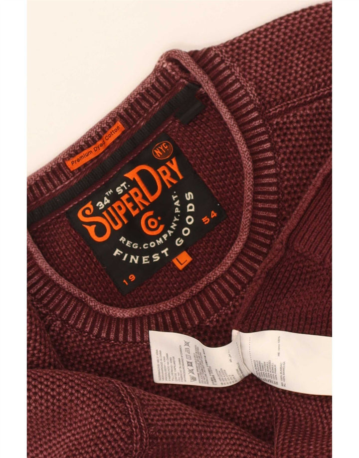 Superdry Ανδρικό πουλόβερ με λαιμόκοψη, μεγάλο βαμβακερό χρώμα