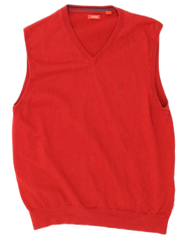 Izod Mens Vest Tank Top Large Red Cotton