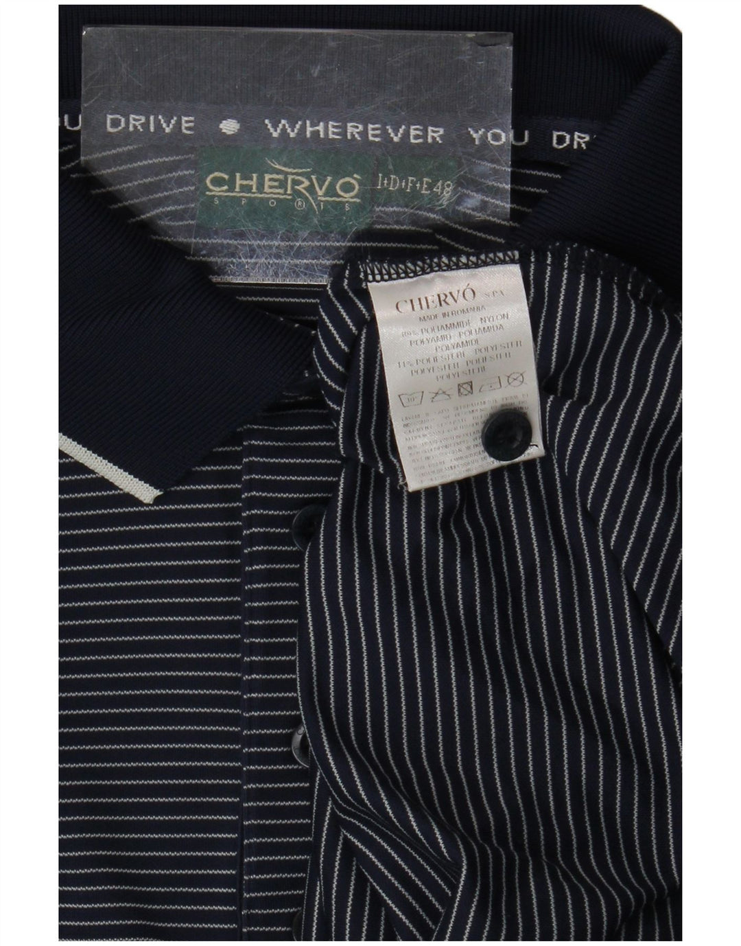 Chervo Ανδρικό πουκάμισο Polo IT 48 Medium Navy Blue Pinstripe Polyamide