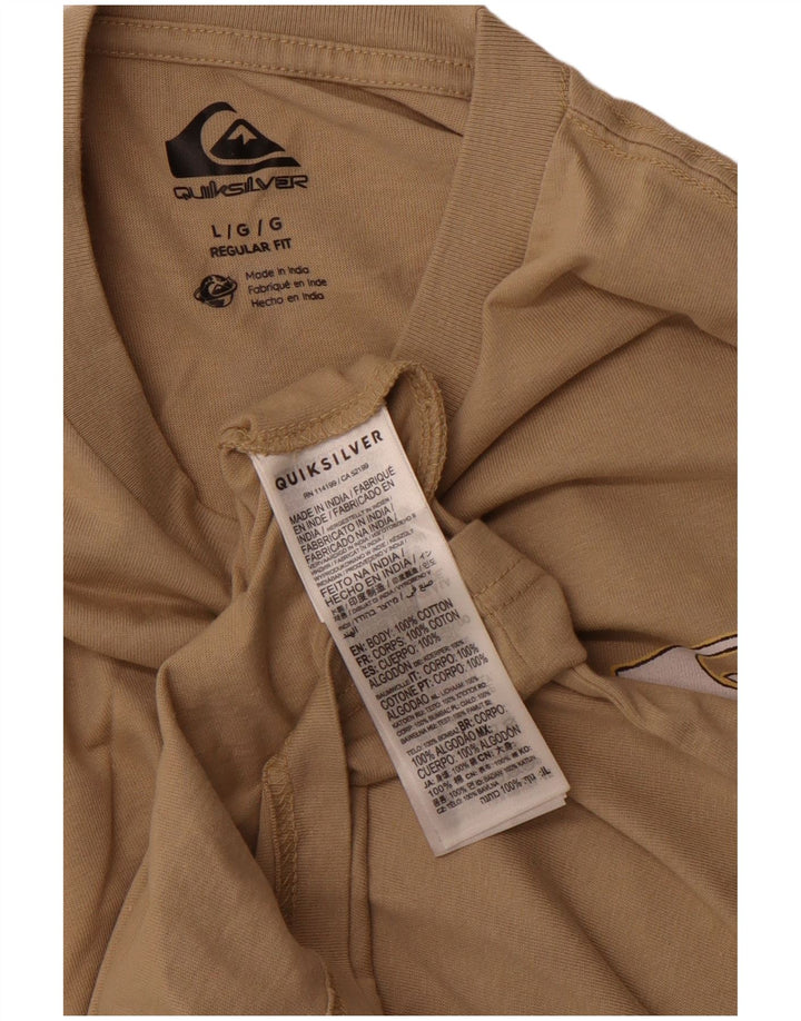 Ανδρικό γραφικό μπλουζάκι QUIKSILVER, κανονική εφαρμογή, Μπλουζάκι μεγάλο μπεζ βαμβακερό