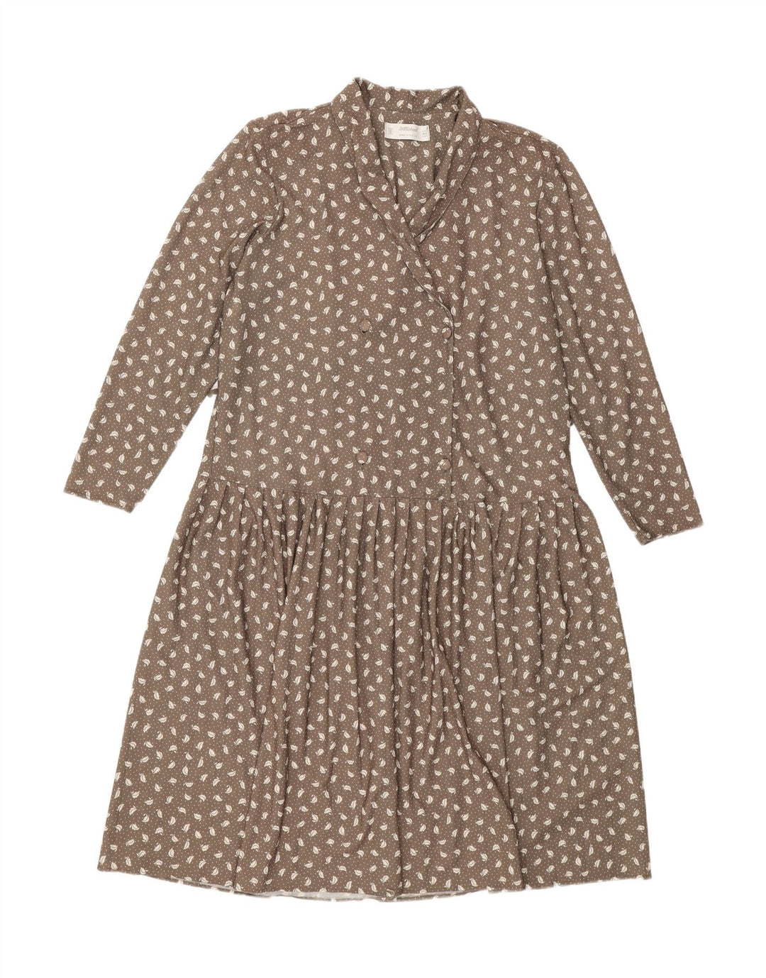 ST MICHAEL Womens Long Sleeve Maxi Dress UK 16 Large Grey Spotted Vintage St Michael and Second-Hand St Michael from Messina Hembry 
