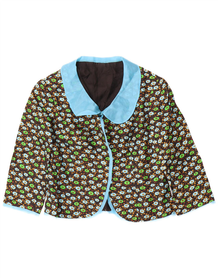 VINTAGE Γυναικείο μανίκι 2 τεμαχίων UK 14 μεσαίο μαύρο φλοράλ