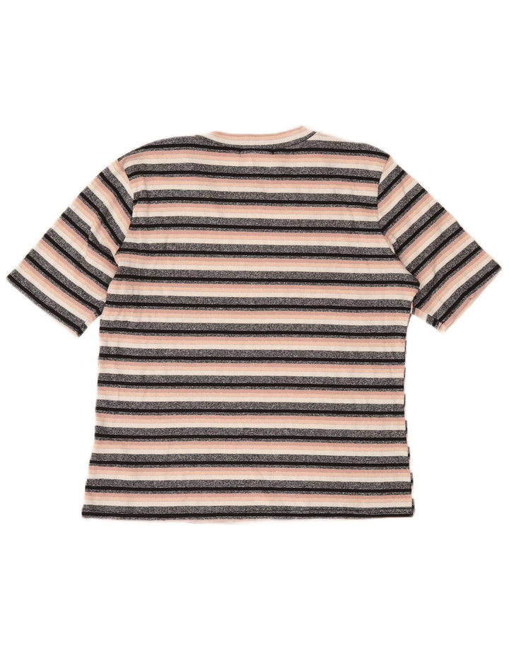 Γυναικείο μπλουζάκι OASIS Crop Top UK 14 Μεγάλη μαύρη ριγέ βισκόζη