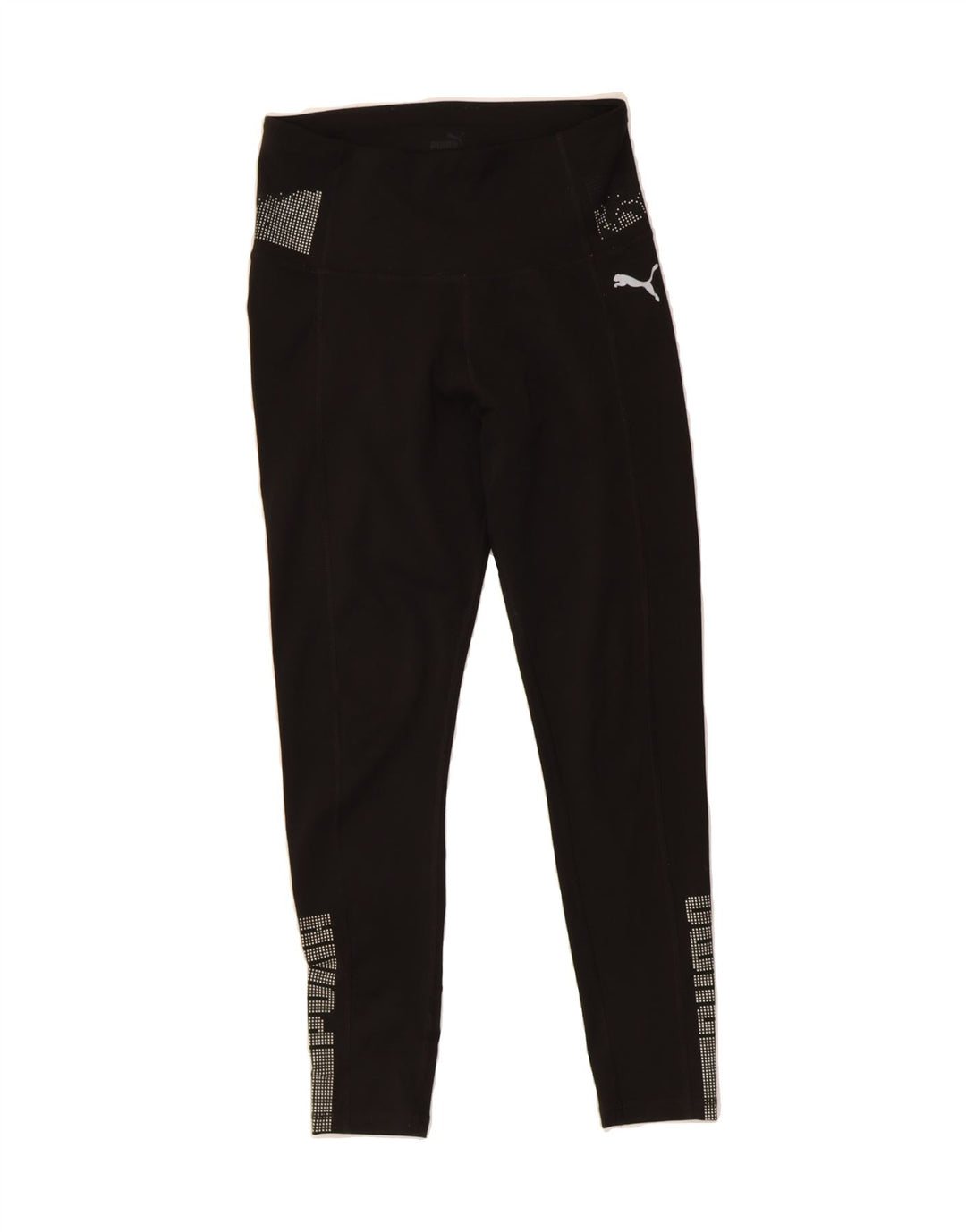 PUMA Womens Graphic Capri Leggings UK 10 Small Black Polyester Vintage Puma and Second-Hand Puma from Messina Hembry 