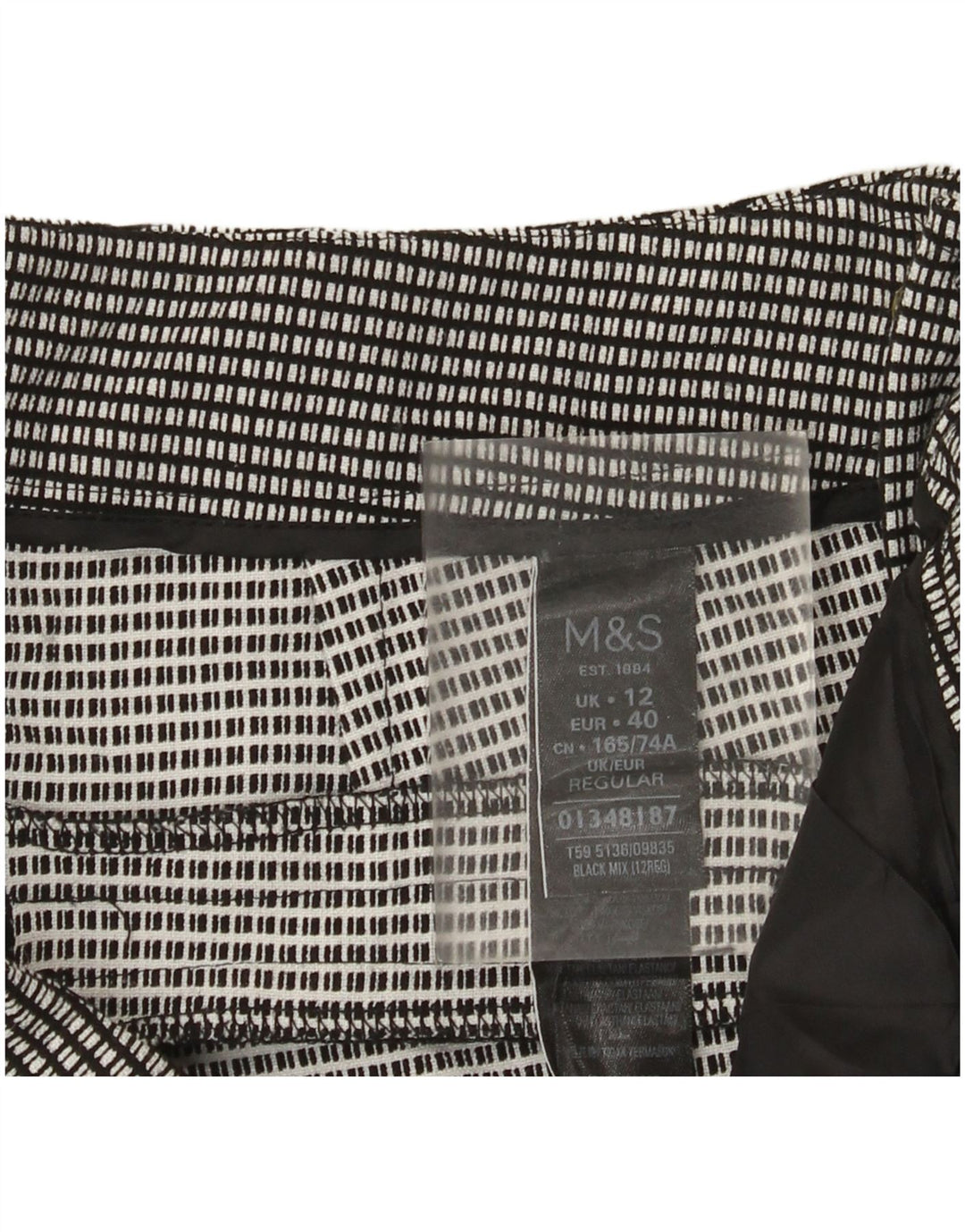Marks & Spencer Γυναικείο παντελόνι Chino UK 12 Medium W32 L29 Black Check