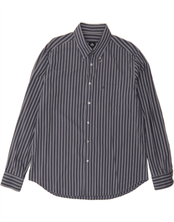 ROCCOBAROCCO Mens Shirt Size 44 17 1/2 XL Navy Blue Striped Vintage Roccobarocco and Second-Hand Roccobarocco from Messina Hembry 