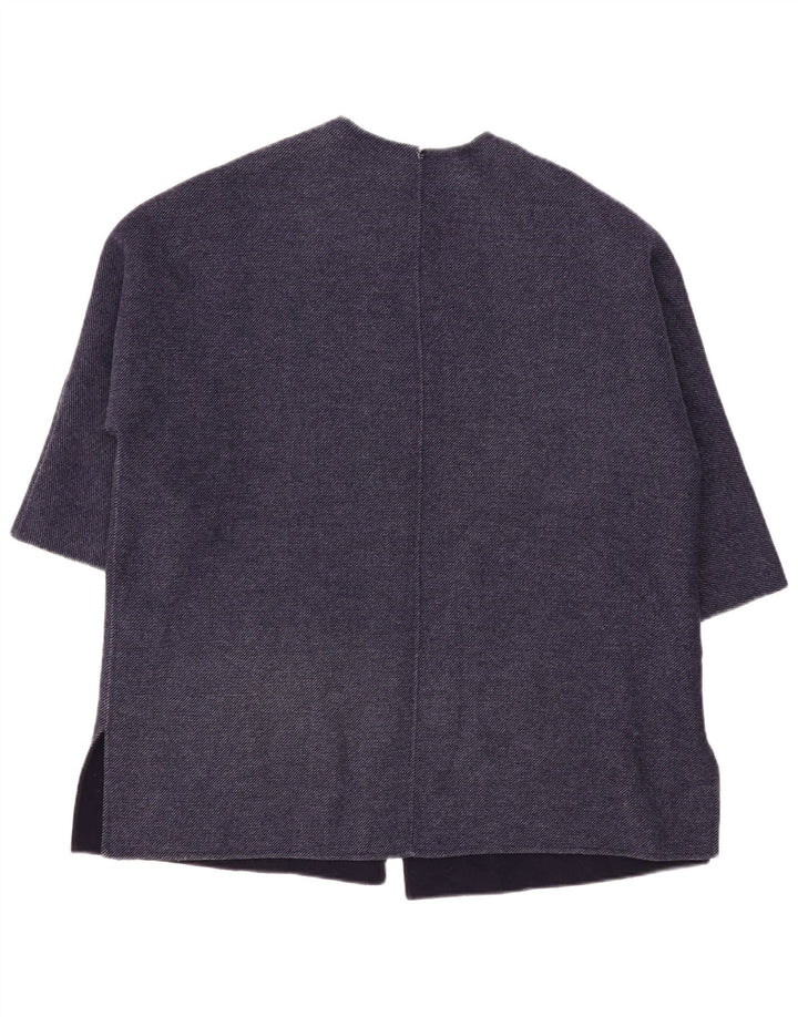 ZARA Γυναικείο πανωφόρι 3/4 μανίκι UK 10 Small Navy Blue Wool