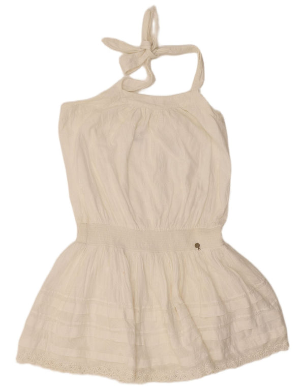 Tommy Hilfiger Γυναικείο Mini Halter Φόρεμα UK 12 Μέτριο λευκό φλοράλ βαμβακερό