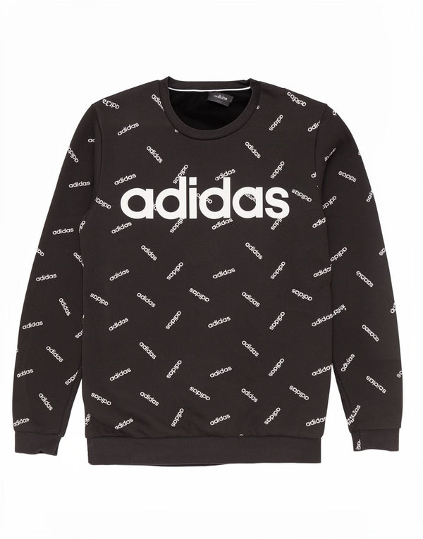 Ανδρικό γραφικό φούτερ Adidas, μεσαίο μαύρο βαμβακερό