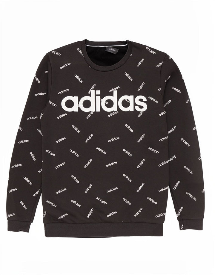 Ανδρικό γραφικό φούτερ Adidas, μεσαίο μαύρο βαμβακερό