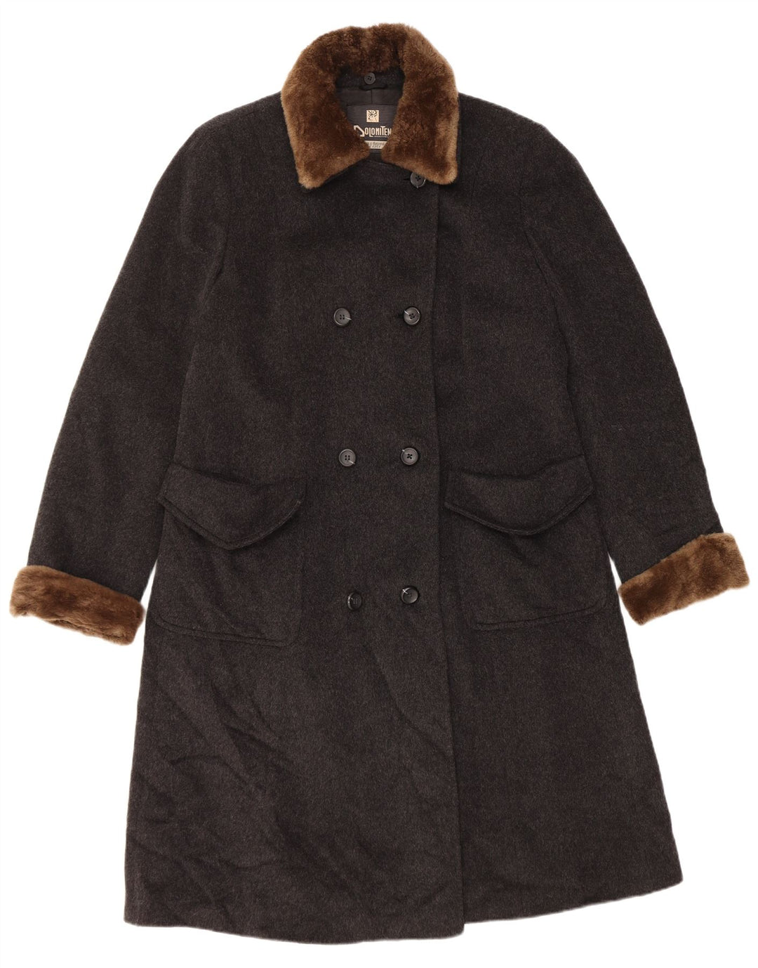 Dolomiten Γυναικείο παλτό με διπλό στήθος IT 48 XL Γκρι παρθένο μαλλί