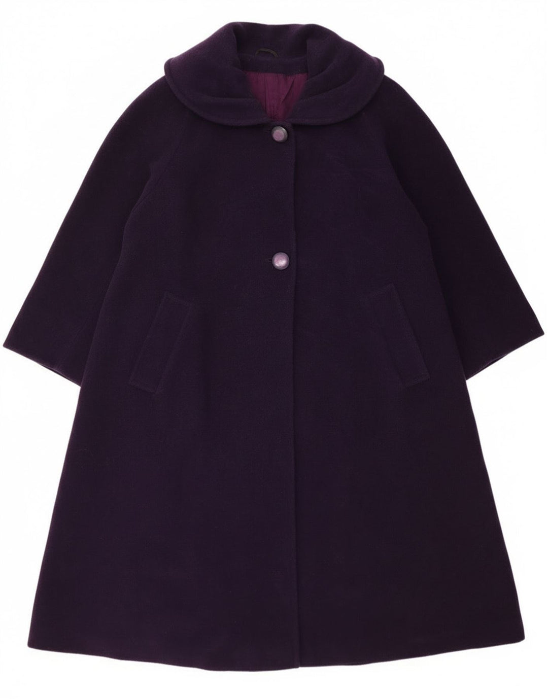 Vintage Γυναικείο Oversized Πανωφόρι UK 14 Large Purple Virgin Wool