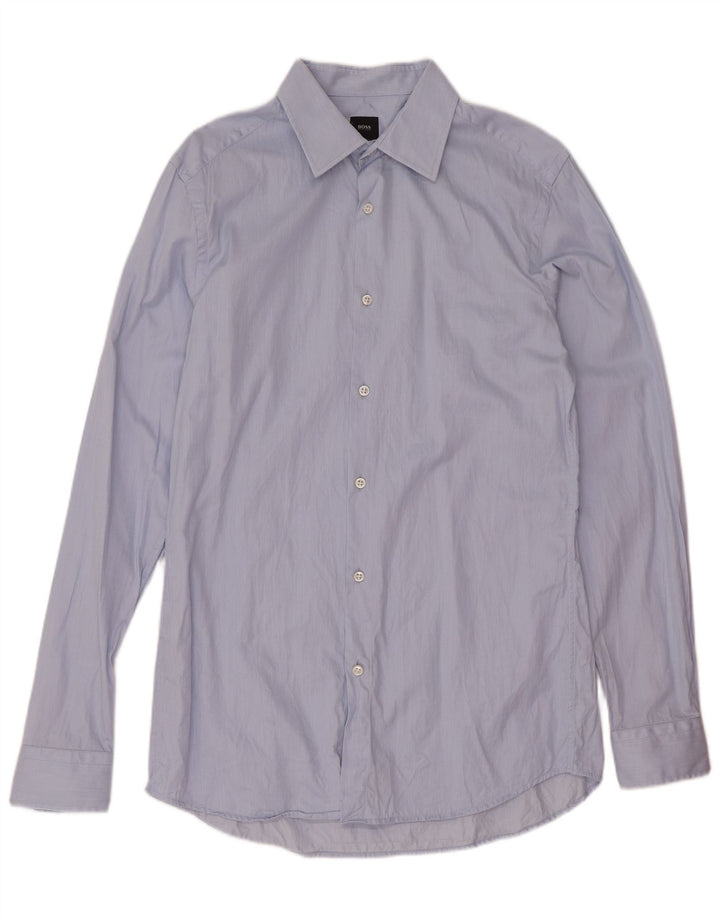 Ανδρικό πουκάμισο Hugo Boss Slim Fit Μέγεθος 38 15 Μεσαίο Μπλε Βαμβακερό