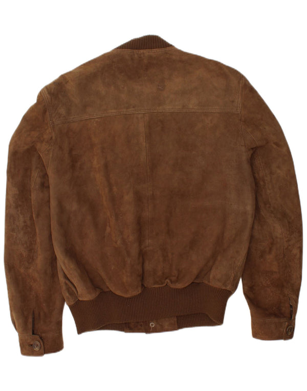 VINTAGE Ανδρικό Suede Bomber Jacket IT 44 XS Καφέ