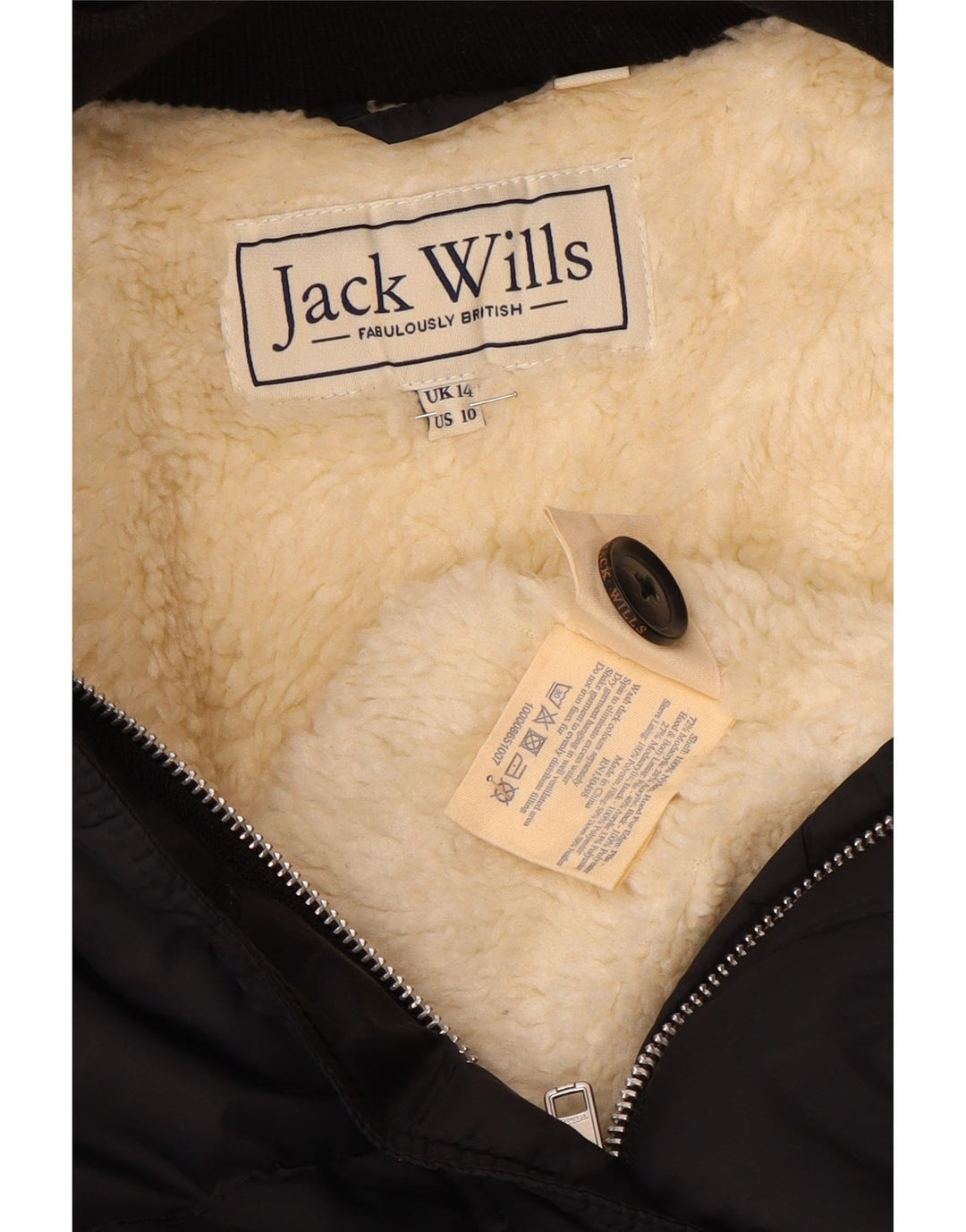 JACK WILLS Γυναικείο μπουφάν με κουκούλα UK 14 μεγάλο μαύρο νάιλον