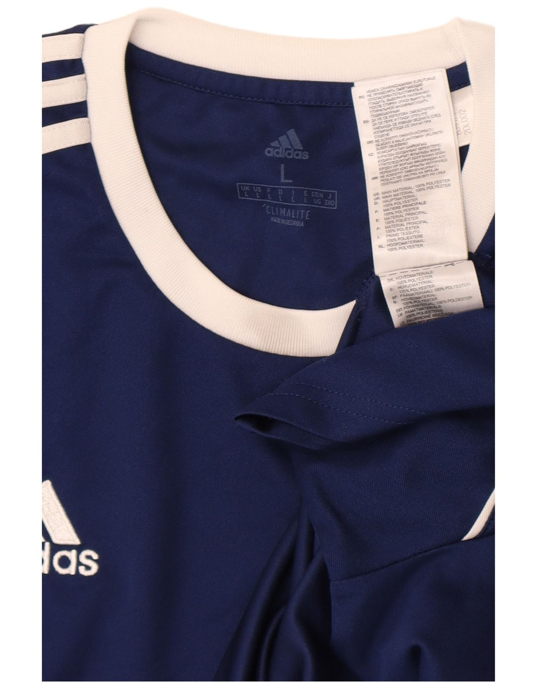 Ανδρικό T-shirt Adidas Climalite Top Large Navy Blue Colorblock Πολυεστέρας