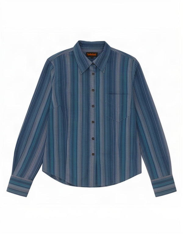 Timberland Womens Shirt UK 14 Large Blue Pinstripe Cotton