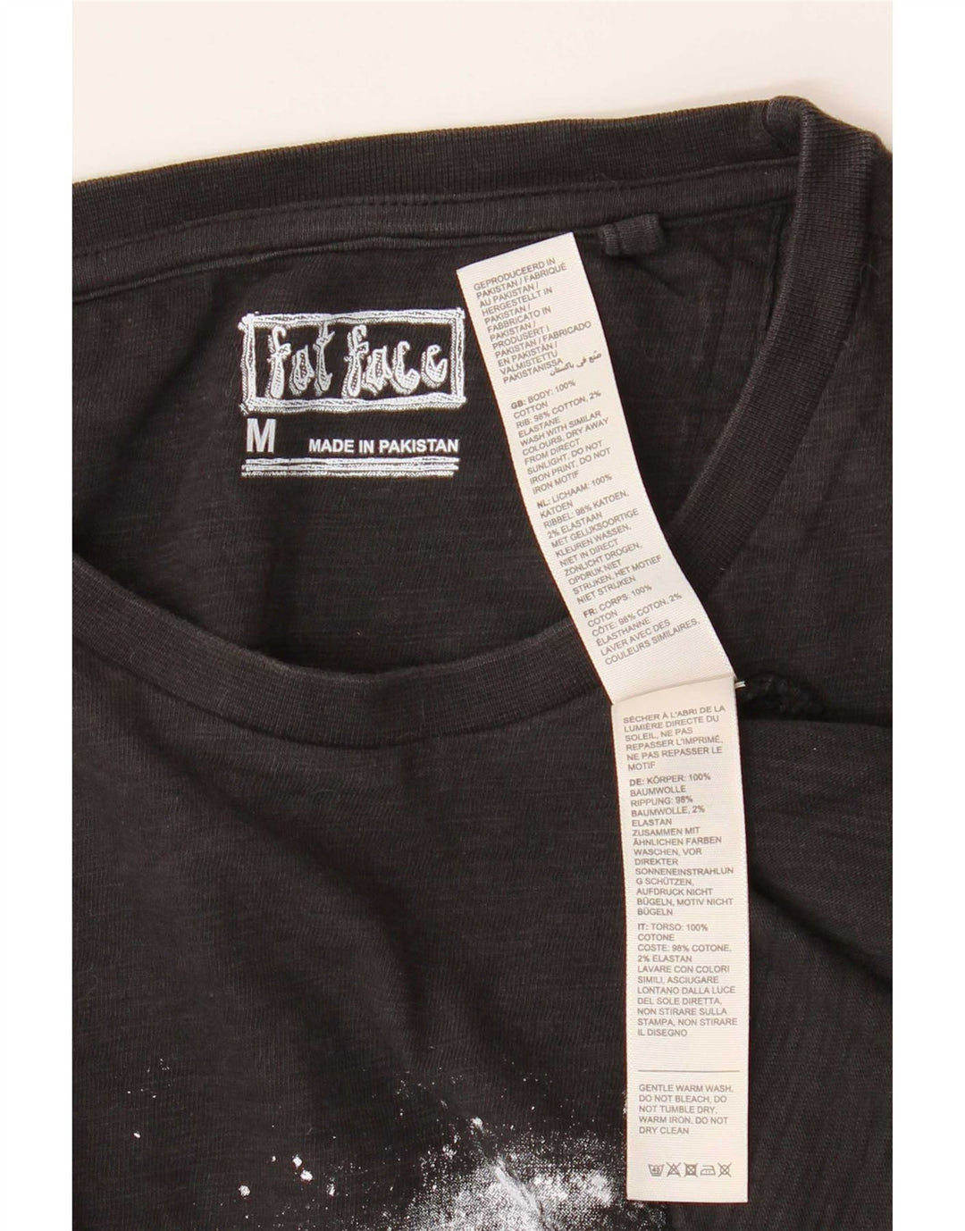 Ανδρικό γραφικό T-Shirt Fat Face Top Μεσαίο μαύρο βαμβακερό