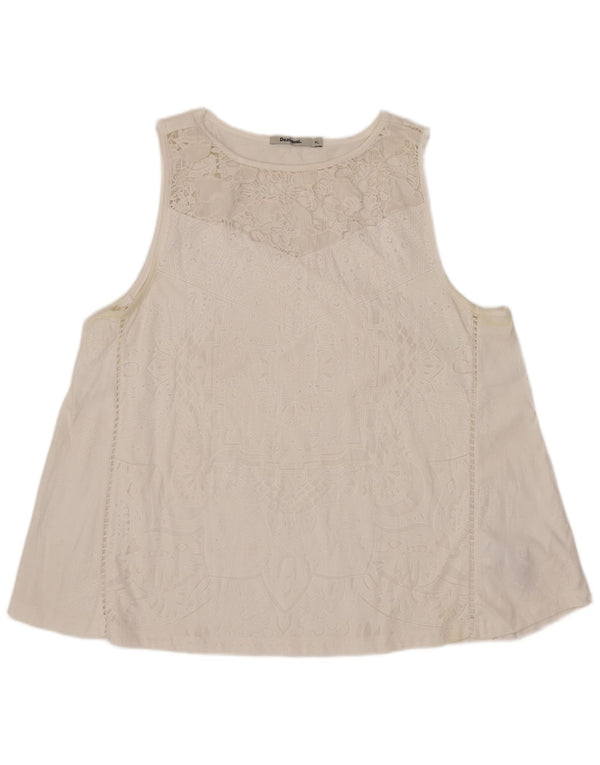 Γυναικεία αμάνικη μπλούζα Desigual Top UK 18 XL Λευκός φλοράλ πολυεστέρας