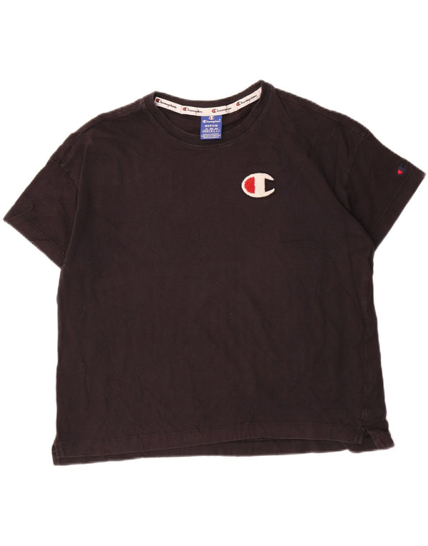 CHAMPION Womens T-Shirt Top UK 14 Medium Black Cotton