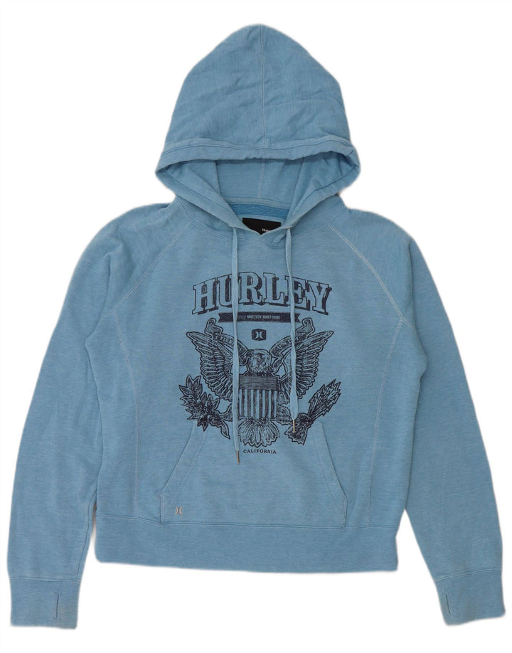 HURLEY Γυναικείο California Graphic Hoodie Jumper UK 14 Medium Blue Polyester