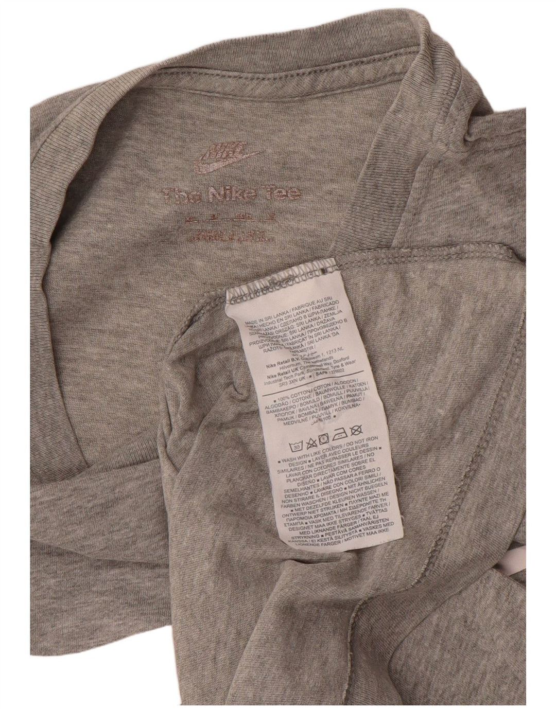 NIKE Womens Graphic T-Shirt Top UK 12 Medium Grey Cotton