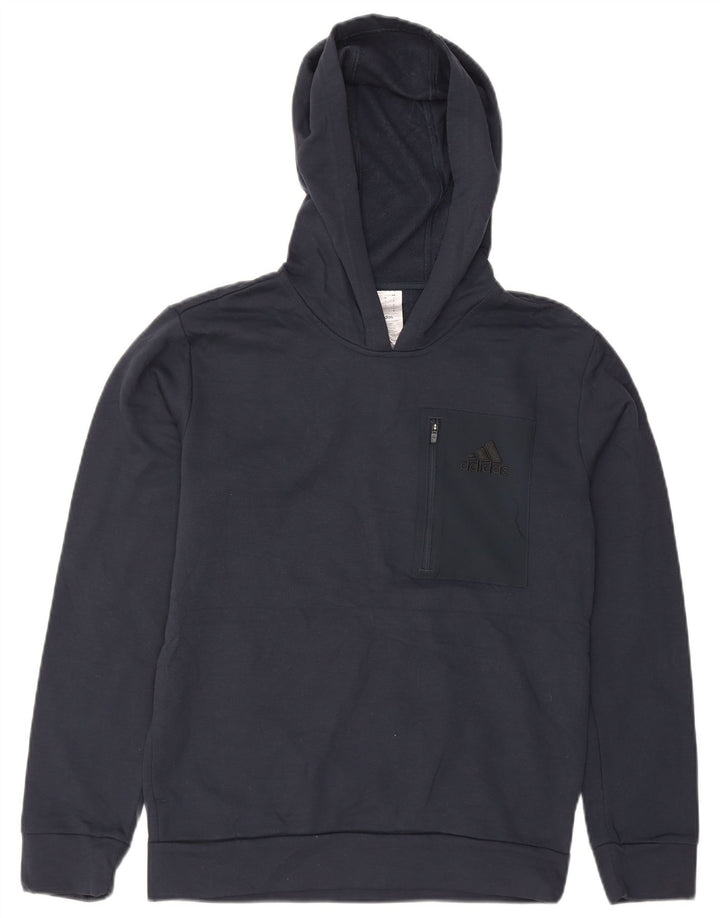 ADIDAS Mens Hoodie Jumper Small Navy Blue Polyester