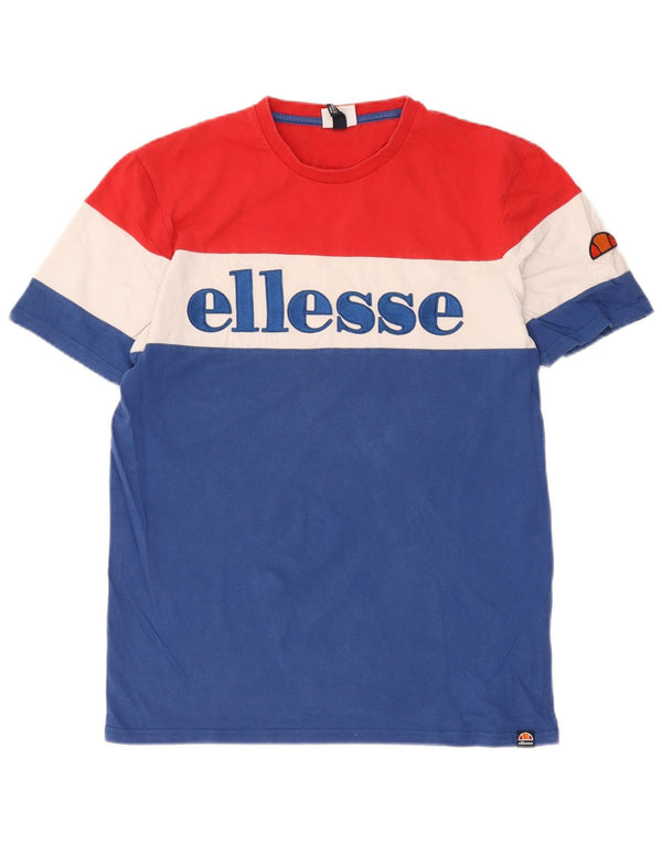 Ανδρικό γραφικό μπλουζάκι Ellesse Top Medium Blue Colourblock Βαμβακερό