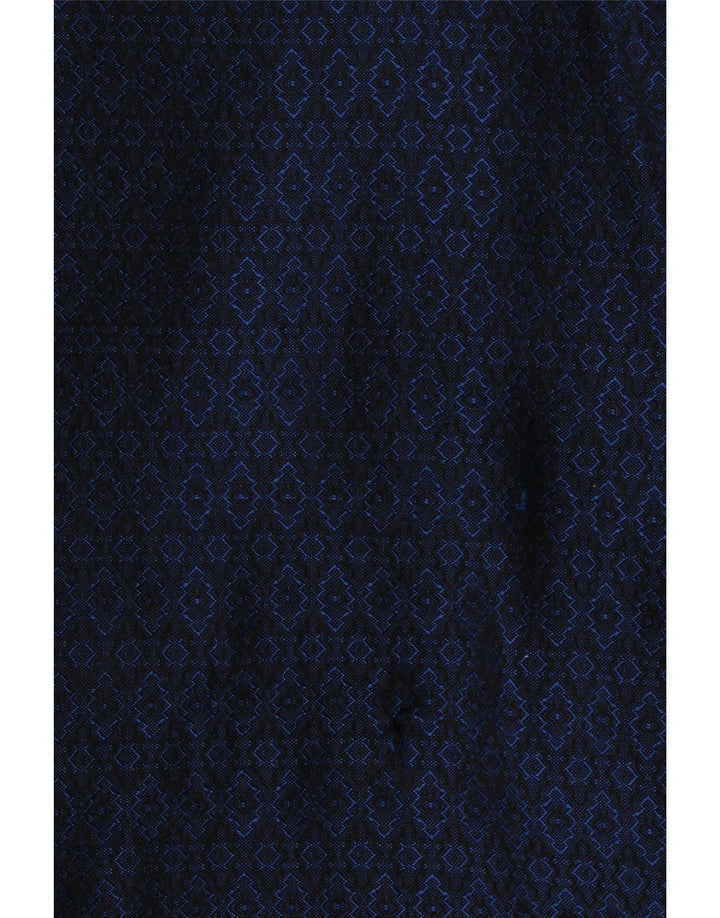 Vintage γυναικείο διπλό παλτό UK 16 Large Navy Blue Geometric