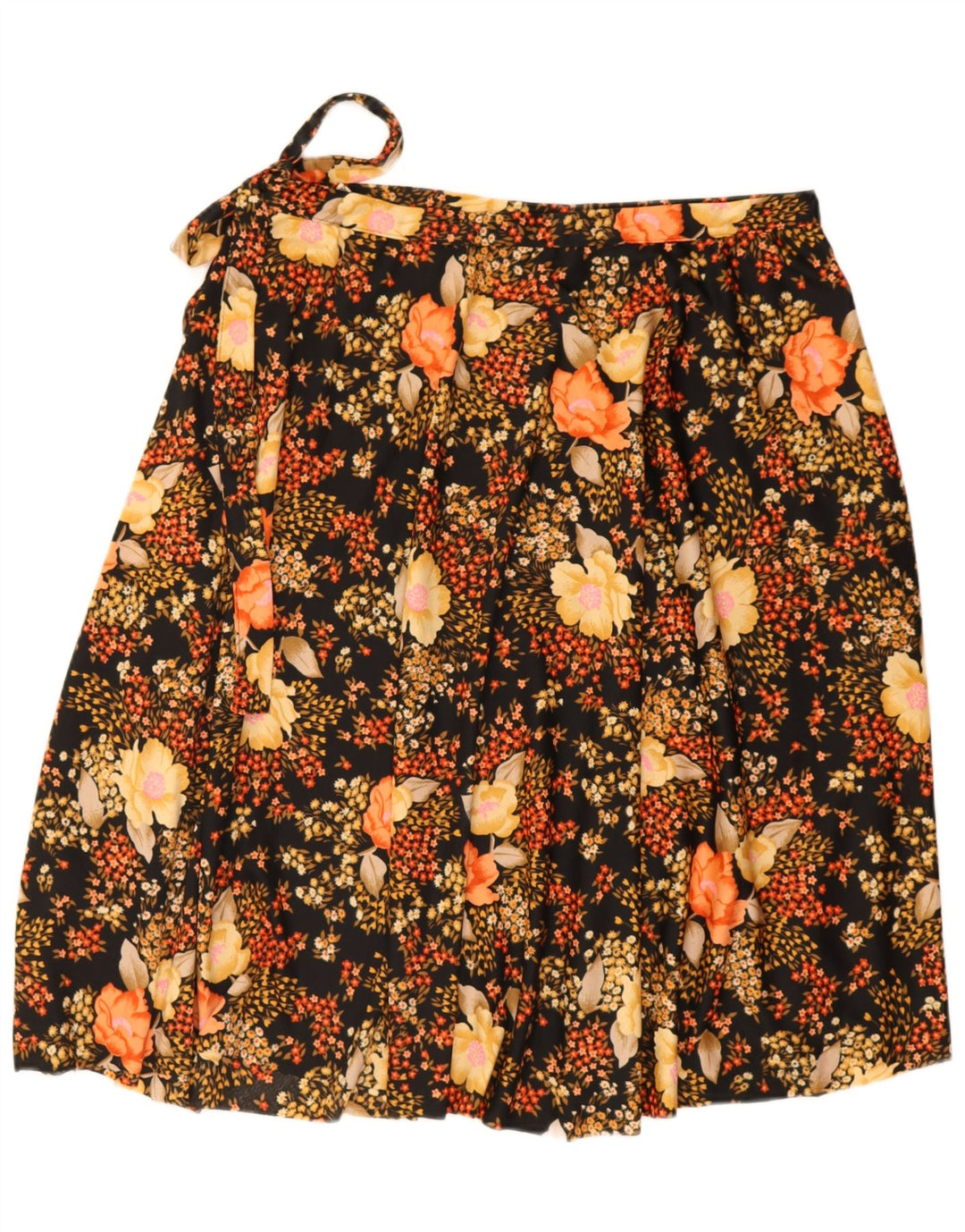 Vintage γυναικεία φούστα σε γραμμή Α W34 Large Black Floral Polyester